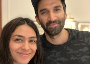 Mrunal Thakur reunites with Gumrah co-star, Aditya Roy Kapur in Delhi